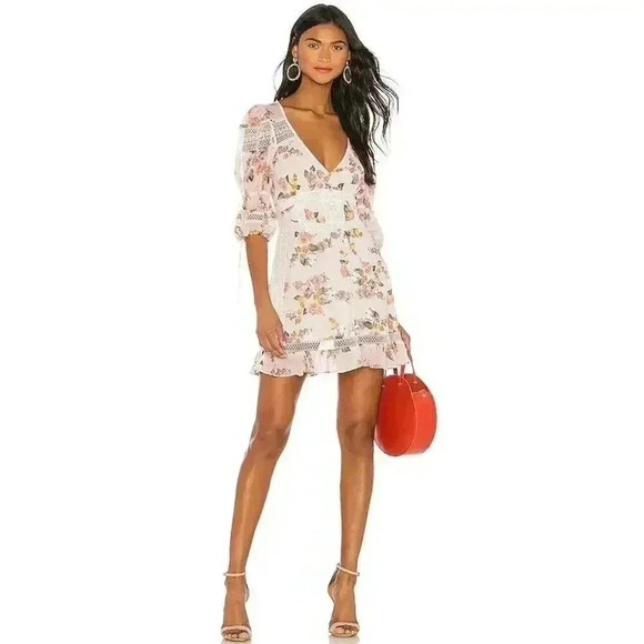 For Love And Lemons Dresses & Skirts - FOR LOVE & LEMONS Isadora Mini Dress Silk Lace Ruffle XS $334